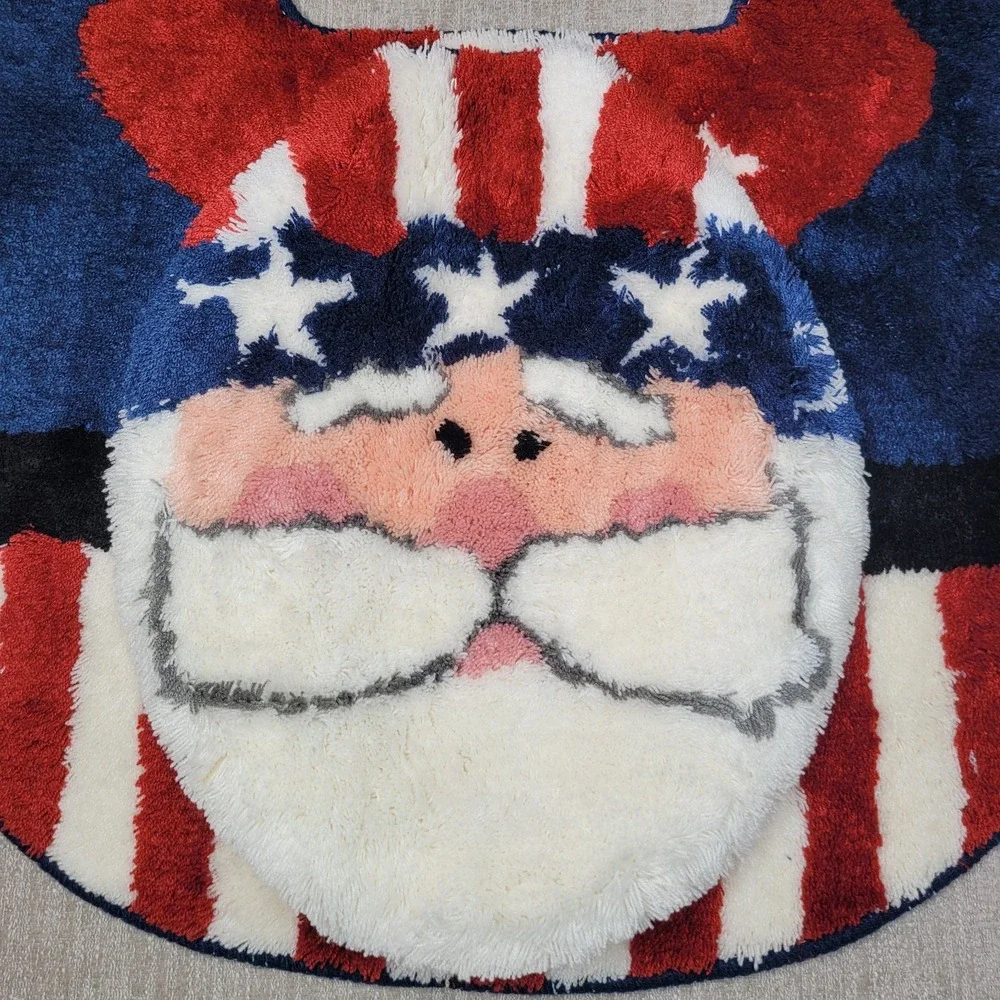 RARE Vintage Uncle Sam Patriotic Toilet Seat Cover & Toilet Rug Mat‎ NEW Go USA!